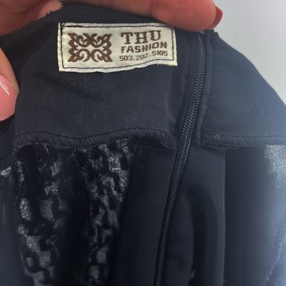 Bespoke Hand Tailored Black Eyelash Textured Formal Designer Maxi Pencil Skirt - Picture 6 of 7